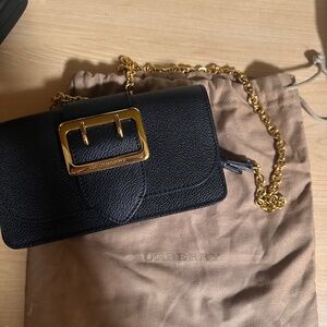 Burberry Soft Calf Leather Chain Linked Crossbody Bag